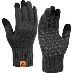 lot 2035 image: Vgogfly Winter Knit Gloves Warm Full Fingers Men Women with Upgraded Touch Screen - Anti-Slip Glove Fleece Lined, Dark Grey, Medium