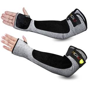 lot 2050 image: MIG4U Cut Resistant Sleeves with Leather Patches, Arm Safety Protection for Men and Women Thin Skin, Anti Puncture Level 5 Protective Arm Sleeve in Gardening, Farm, Welding, 18