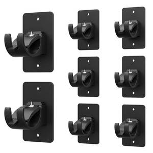 lot 2059 image: 8 Pieces Self Adhesive Curtain Rod Bracket, Universal Plastic Curtain Rod Holders, No Drill Curtain Rod Brackets Curtain Rod Hooks for Bathroom, Bedroom, Livingroom, Kitchen (Black)