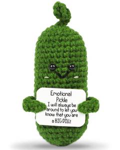 lot 6296 image: Hoedia Emotional Pickle Small Galentines Valentine��s Day Gifts for Women Men Her Him, Crochet Cucumber Cute Funny Support Crafts College Office Friend Birthday Mothers Day Easter Basket Decorations