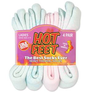 lot 6304 image: HOT FEET Thermal Socks For Women for Cold Weather �� Thick Warm Winter Hiking Heat Insulated Socks, Women��s sizes 4��10.5, 4 PACK, Pastel-Buffalo Plaid