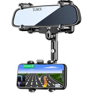 lot 6309 image: ILKCC Rearview Mirror Phone Holder for Car, 360° Rotating and Retractable Multifunctional Rear View Phone Mount, Upgraded Four Corners Fixed Anti-Shake Fit All Smartphones & Bigger Vehicle