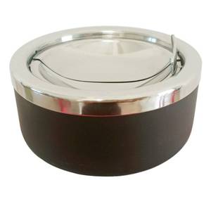 lot 6313 image: hanlongyu Outdoor Ashtray with Lid, Flip Top Stainless Steel Ash Tray, Metal Windproof Cigarette Ashtrays for Indoor or Outdoor Use, Desktop Smoking Ashtray Office Patio Home Decor