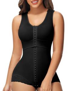 lot 6349 image: SHAPSHE Fajas Colombianas Moldeadoras Waist Trainer Postpartum Post Liposuction Compression Garment Shapewear with Adjustable Chest Black L