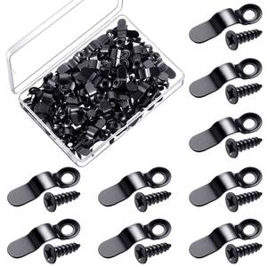 lot 6351 image: Hotop 100 Sets Metal Picture Frame Turn Buttons Fasteners with Screws, Turn Buttons for Picture Frames, Hardware Backing Clips for Hanging Photos Drawings Posters