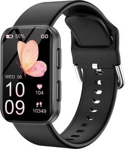 lot 6353 image: MorePro Health Fitness Tracker with Blood oxy-gen Monitor and 247 Heart Rate and Blood Pressure, Sleep Monitor, 120 Sport Modes Waterproof Fitness Watch for Women Men Android iOS, Black