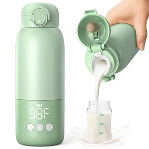lot 7103 image: Portable Bottle Warmer for Travel 12oz�� 80W Fast Heating, 316 Stainless Steel, 11400mAh Rechargeable Precise Temp Control & LED Display Safety Lock Cordless Travel Warmer for Baby Breastmilk & Formula