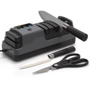 lot 7106 image: Ceelpeopar Professional 3-Stage Electric Knife Sharpener for Kitchen Knives, LCD Screen, 100% Diamond Abrasive, Adjustable Rotational Speed, Precision Angle Guides for All Kitchen Knives