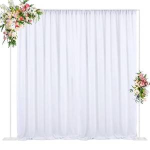 lot 7107 image: Wokceer 10 FT Backdrop Stand Heavy Duty Pipe and Drape Kit, Adjustable White Backdrop Stands for Wedding Photo Booth Background Birthday Party Exhibition Decoration