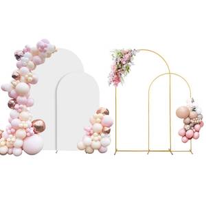 lot 7113 image: SuuWoee Arch Backdrop Stand Set of 2 With Cover (7.2FT6FT) Gold Metal Wedding Arch Balloon Stand With Cover for Birthday Party Baby Shower Graduation Ceremony Decoration