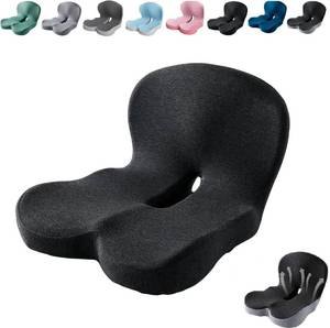 lot 7117 image: Kurbetts Celinva Orthopedic Cushion,Ergonomic Memory Foam L-Shaped Integrated Seat Cushions with Adjustable Strap,Ultra Breathable Non-Slip Design for Office Chair,Car,Wheelchair (Black)