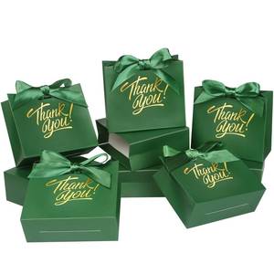 lot 7122 image: KPOSIYA Small Gift Bags, 100 Pack Small Thank You Bags 4.5x1.8x3.9 Inches Party Favor Bag Green Paper Candy Boxes with Bow Ribbon,Mini Gift Boxes for Wedding Baby Shower Birthday Bridal Business Party Supplies (Green)