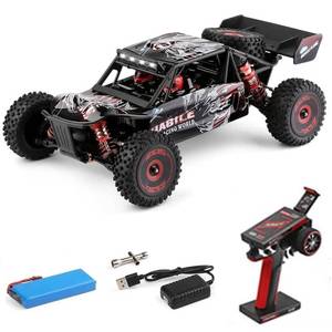 lot 7148 image: GoolRC WLtoys 124016 V2 RC Car, 112 Scale Remote Control Car, 4WD 75kmh High Speed Racing Truck, 2.4GHz All Terrain Off Road RC Truck RTR with Brushless Motor and Metal Chassis for Adults (Used)