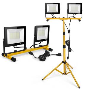 lot 7151 image: LED Work Lights with Stand, 21000 Lumen, 2-Head Adjustable Work Light, Waterproof Foldable Tripod, 6,500 Kelvin, Extended Cord for Outdoor & Indoor Job Sites, Workshops, Construction, Garage Lighting