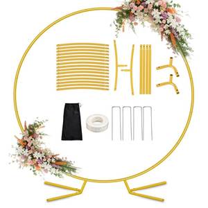 lot 7152 image: DEVISEFUN 7.2FT Round Balloon Arch Stand Kit,Metal Circle Arch Backdrop Stand for Parties, Gold Wedding Arches Frame with Base for Ceremony Anniversary Birthday Baby Shower Gender Reveal Party Decor