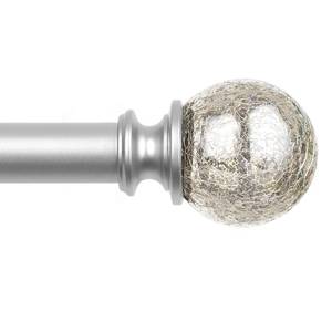 lot 7153 image: KAMANINA Silver Curtain Rods 32 to 58 Inches (2.6-4.8ft), 78 Inch Adjustable Curtain Rod for Windows 28 to 48 Inches, Decorative Rods with Crackle Glass Finials