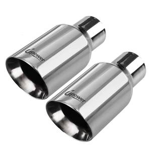 lot 7156 image: Upower Pack of 2 Exhaust Tip 2.5 inch Inlet 4 inch Outlet 9 Long 304 Stainless Steel 2.5 to 4 Diesel Exhaust Tailpipe Tip Double Wall Slant Cut (Only 1)