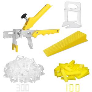 lot 7166 image: DGSL Tile Leveling System with Tile Plier - 300-Piece Tile Spacers Clips and 100-Piece Reusable Wedges - Tile Tools Set for Stone Installation (18 Inch Tile Spacers)