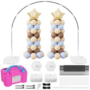 lot 7171 image: rubfac 7.2ft Adjustable Balloon Arch Kit with Electric Pump, Pink, Round, Arch with Electric Pump, Baby Shower, Wedding, Birthday, Graduation, Unisex Adult