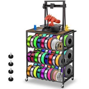 lot 7174 image: 3D Printer Filament Storage - 3D Printer Holder Rack Cart Rolling Heavy Duty Printer Table, Filament Spools Organizer Stand with Wheels for 3D Printer Filaments ABSPLATPUNylon Accessories