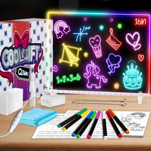 lot 7175 image: 16 Led Drawing Board for Kids with 18 Tracing Stencils - Light up Led Note Board, 2026 Birthday Gifts for Boys Girls Ages 5 6 7 8 9 10 12 Year Old, Magic Glow Art Toys for 6 7 8 9 10 Year Old, 39PCS