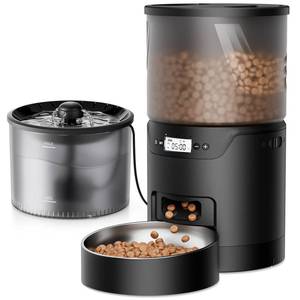 lot 7181 image: IMIPAW PET Automatic Cat Feeder and Water Fountain 3L Timed Precise Cats Food Dispenser& Reliable Programming 1-6 MealsDay- 3L Cat Water Dispenser with Filter- Auto Pet Feeder Easy to Clean