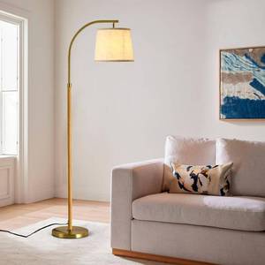 lot 7182 image: NOVCAND Wood Floor Lamp for Living Room, Dimmable Floor Lamps with Adjustable Lamp Head, Gold Standing Lamp with with Foot Switch, Tall Lamps Reading for Bedroom, Living Room Office