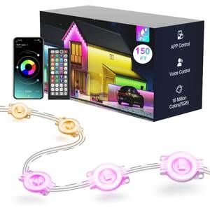 lot 7183 image: Fussion Permanent Outdoor Lights for House, 150ft RGB Halloween House Lights Outdoor with APP Remote Control, IP67 Waterproof Smart Eternity Eaves Lighting for Christmas, Holiday, Party, Daily