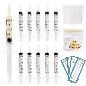 lot 8000 image: 50 Sets Colostrum Syringes,3mL Colostrum Collector Kits Include 50PC 3ml Sterile Syringe with Cap, Sticker, Clear ziplock Bag and a Measuring Cup