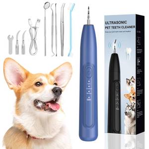 lot 8012 image: Dog Plaque and Tartar Remover, 3 Modes Ultrasonic Pet Teeth Cleaner with LED Light, Low Noise Sonic Dog Teeth Cleaning Kit, Dogs Plaque Remover Tool with Toothbrush 2 Cleaning Head for Pet Dental Care