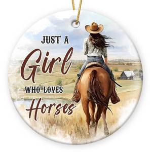 lot 8015 image: Just A Girl Horse Lovers Ornament 2025 - Animal Lover Gifts for Girls, Teens, Friends, Horse Gifts for Women, Ceramic Ornaments for Christmas Tree Decorations, for Farmhouse Decor