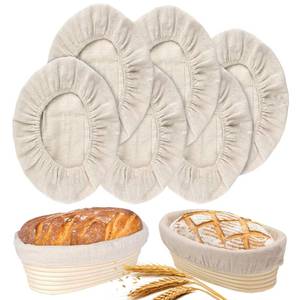 lot 8021 image: 6 Packs Oval Banneton Cloth Liner for Bread Sourdough Proofing��10 inches��Natural Rattan Bread Proofing Cover for Banneton Basket Homemade Baking Dough��Basket Not Included��
