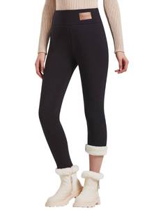 lot 8022 image: JK SUE JONES Women Winter Warm Thick Leggings Fleece Lined Stretchy Soft Thermal Sherpa Pants High Waist Tights Black