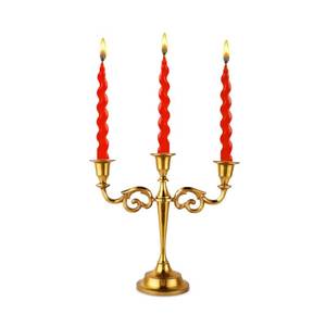 lot 8027 image: Rely 3 Arm Candelabra Taper Candle Holders Decorations Indoor Kitchen D�cor Table Candles Candlestick Candelabra Centerpiece (Gold)