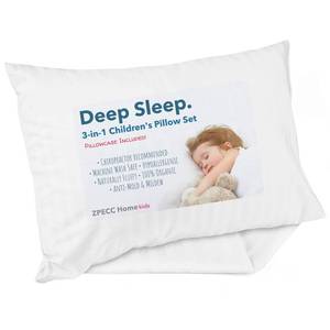 lot 8031 image: ZPECC Toddler Pillow with Pillowcase - 13x18 Organic Cotton Hypoallergenic Kids Pillow, Baby Essentials for Travel Crib Daycare Stroller (Intended for Age 2 and up) White Stripe