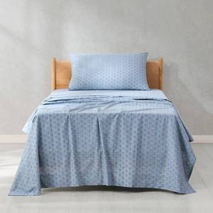 lot 8034 image: Lush Decor Freesia Cotton Sheet Set 3 Piece Set Twin Blue - Floral Sheets - Blue Bed Sheets - Dorm Decor - Teen Bedding - Vintage Coquette Style