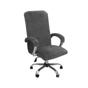 lot 8035 image: Velvet Plush Stretchable Office Computer Chair Cover Ergonomic - Cat Proof Protector for Mesh Office Desk Chair with Wheels and Armrests - Comfy Executive Rolling Chairs for Home Office, Gray, XL