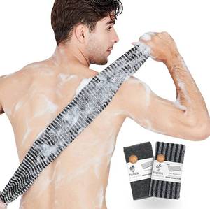 lot 8047 image: Yiclick Exfoliating Body Scrubber, Back Scrubber for Shower Bath, Japanese Scrub Wash Cloth, Exfoliating Washcloth Towel for Men Women, Body Exfoliator Loofah Luffa Sponge Net Rag Back Washer (Black)