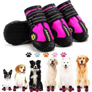lot 8059 image: Hcpet Dog Shoes, Dog Boots for Small Dogs, Waterproof Medium Dog Booties Paw Protector for Summer Hot Pavement, Winter Snowy Day, Outdoor Walking, Indoor Hardfloors Anti Slip Sole Pink Size 1