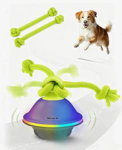 lot 8063 image: Xeuch Smart Interactive Dog Toys, Automatic Moving and Rolling Dogs Ball with Rope, Motion-Activated Squeaky Ball for Small Medium Dogs for Boredom, RGB Lights, stimulating Sound, Voice Recording