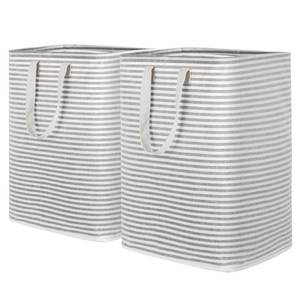 lot 8069 image: Lifewit 2 Pack Laundry Hamper Large Collapsible Laundry Baskets, Freestanding Waterproof Clothes Hamper with Easy Carry Handles in Laundry Room Bedroom Bathroom College Dorm, Grey, 2 x 90L