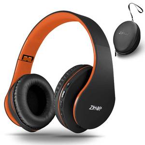 lot 8073 image: ZIHNIC Bluetooth Headphones Over-Ear, Foldable Wireless and Wired Stereo Headset Micro SDTF, FM for Cell Phone,PC,Soft Earmuffs &Light Weight for Prolonged Wearing(BlackOrange)