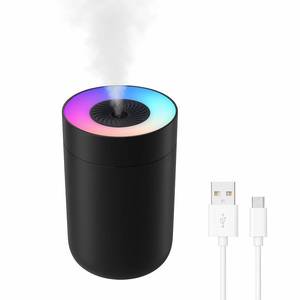 lot 8074 image: NeteHon 230ML Humidifier for Bedroom, Air Humidifier for Home, Plant Humidifiers Indoor Small with LED Colorful Gradient Light, USB Powered for Desk, Car, Travel, Hotel Room (Black)