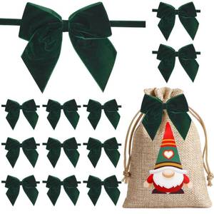 lot 8083 image: LiBongTa 12 PCs Green Velvet Ribbon Bow Decor 5 Inch Pre Tied Bows, Dark Green Bow for Christmas Tree, Party Favor, Premade Vintage Velvet Bows for Wreaths, Baskets, Flower Bouquets, Treat Bag