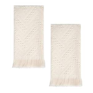 lot 8088 image: Luxury Decorative Hand Towels Bathroom 2 Packs 14X30 100% Cotton Turkish Absorbent Soft Face Towel Set for Boho Bathroom Decor Kitchen Hotel Spa Farmhouse Guest Tea Gift (Cream White, 14x30)