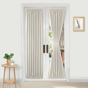 lot 8093 image: DWCN French Door Curtains �� Rod Pocket Thermal Blackout Curtain for Doors with Glass Window, Kitchen and Patio Doors for Privacy, 25 X 72 Inches Long, 1 Curtain Panel with Tieback, Ivory