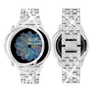 lot 8434 image: SUPOIX Band Case Compatible for Samsung Galaxy Watch 5 40mmWatch 4 40mm, 20mm Women Bling Replacement Strap&PC Protective Bumper Face Cover for Galaxy Watch 54(Silver40mm)