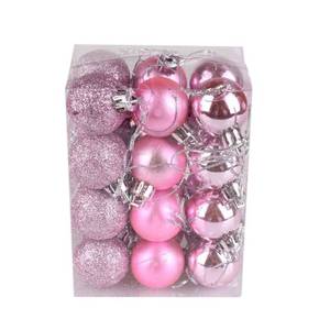 lot 8441 image: 24PCS Mini Pink Ornaments Christmas Balls Shatterproof Christmas Tree Ball Decorations 1.2 Plastic Glitter Decorative Hanging Balls for Xmas Tree Halloween Holiday Wedding Party Home Decor