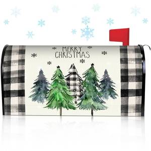 lot 8444 image: Blosssound Christmas Mailbox Cover Magnetic Standard Size 21 x 19 Inch, Winter Mailbox Cover Xmas Tree Decorative Post Letter Box Decor for Garden Yard Outdoor(Merry)