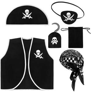 lot 8462 image: Bencailor 6 Pcs Kids Pirate Costume Accessories Set for Kids Pirate Role Play for Boys Toddlers Girls Halloween Party Cosplay Dress up